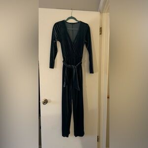 SHEIN Velvet jumpsuit in teal